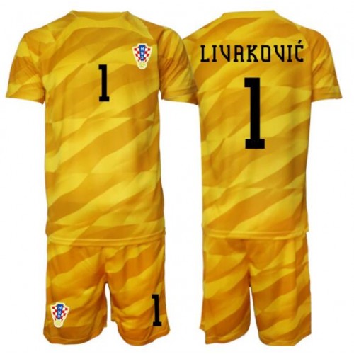 Kroatia Dominik Livakovic #1 Maalivahti Kotipaita Lapsille MM-kisat 2026 Lyhythihainen (+ Lyhyet housut)